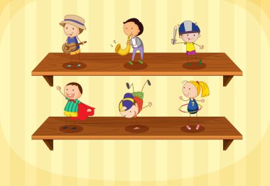 Kids on a shelf clipart