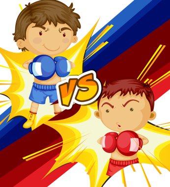 boys playing boxing clipart