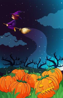 witch flying on broom clipart