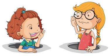 girls talking clipart