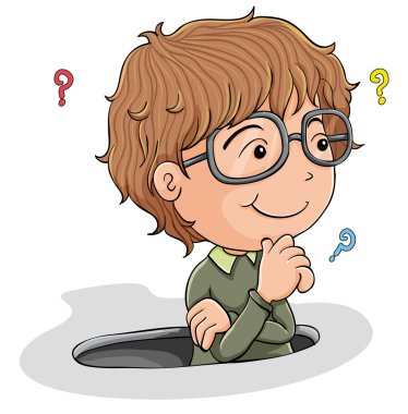 young boy thinking clipart