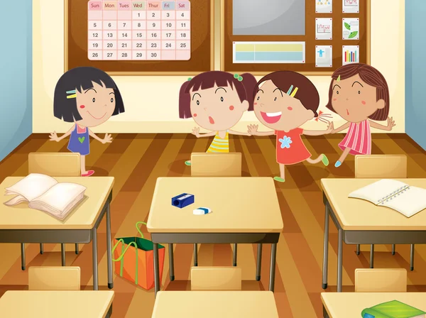 Flickor i klassrummet — Stock vektor