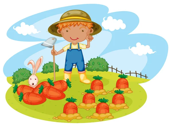 Niño trabajando en granjas — Archivo Imágenes Vectoriales