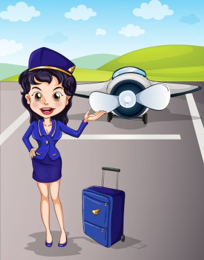 uçak ve Bagaj ile kız