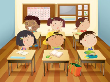 kids in classroom clipart