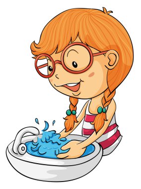 girl washing hands clipart