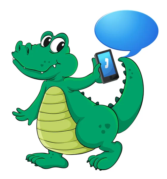 En krokodil med mobiltelefon — Stock vektor