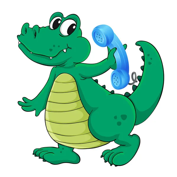 A krokodil, a mobiltelefon — Stock Vector
