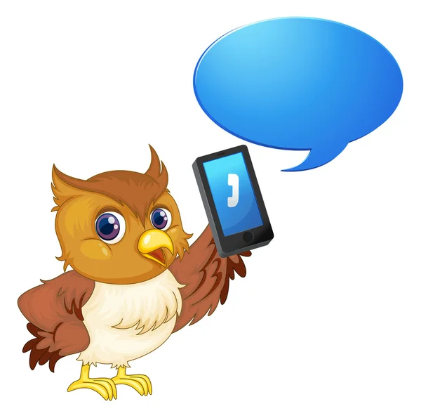 Pták s mobilní telefon — Stockový vektor
