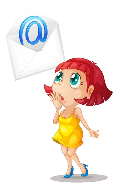 Девушка с почтовым конвертом — стоковый вектор