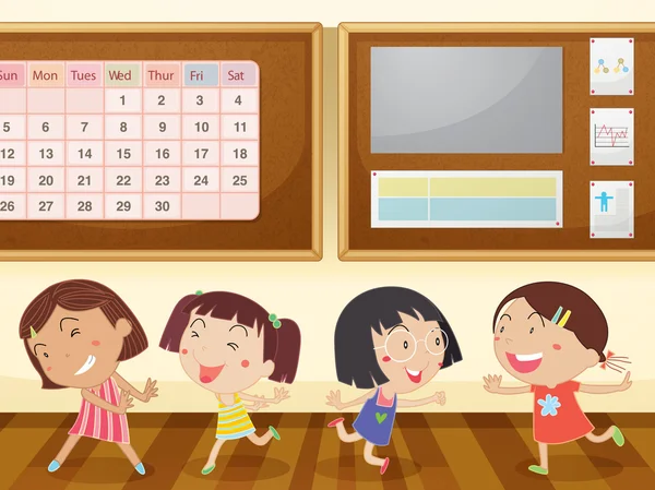 Girls in classroom — Stock Vector