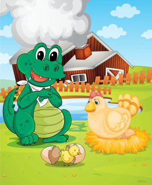 farm house and animals clipart