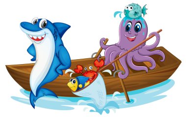 boat and fish clipart