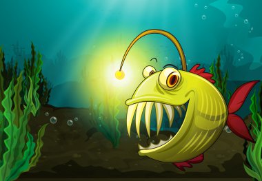monster fish in water clipart