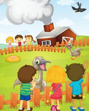 Kids at the farm clipart