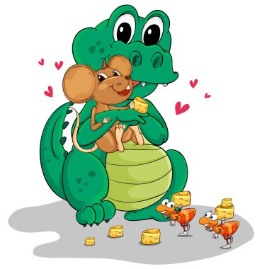 Crocodile and mouse clipart