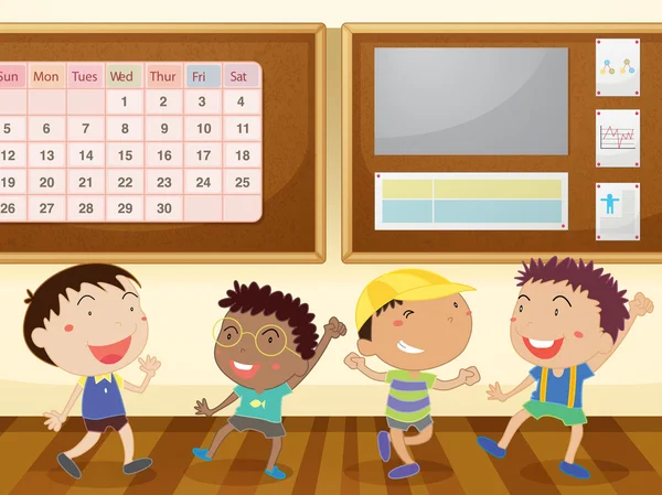 Pojkar i klassrummet — Stock vektor