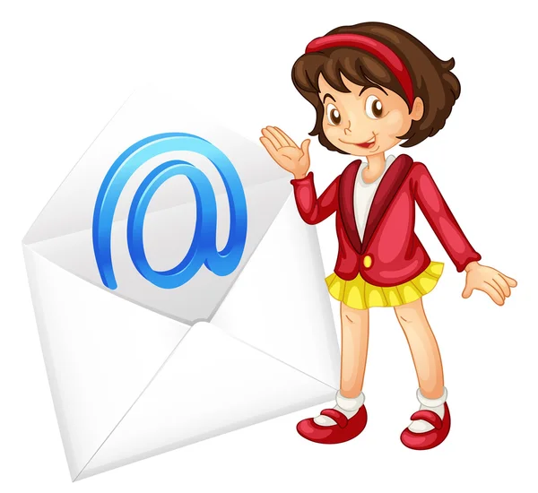 A girl with mail envelop — Stock Vector