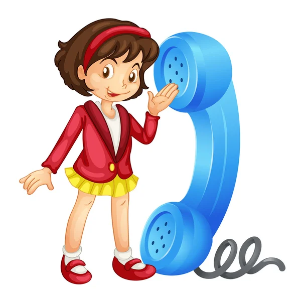Bir kız ile telefon — Stok Vektör