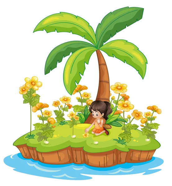 stock vector Girl on an island