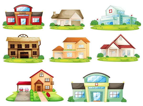 Casas y otros edificios — Vector de stock