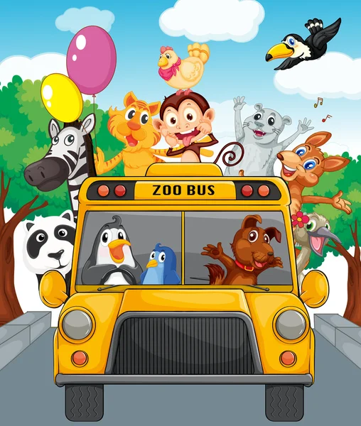 Bus d'animaux — Image vectorielle