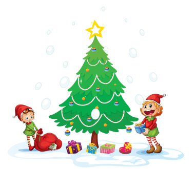 girls celebrating christmas clipart