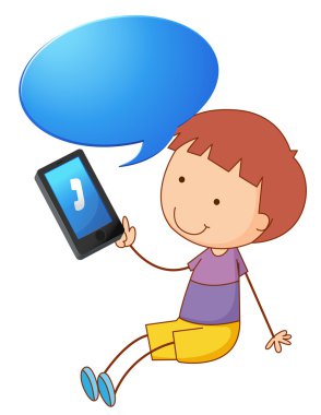 a boy with cell phone clipart