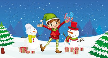 boy celebrating christmas clipart