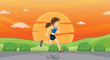 girl running on road clipart