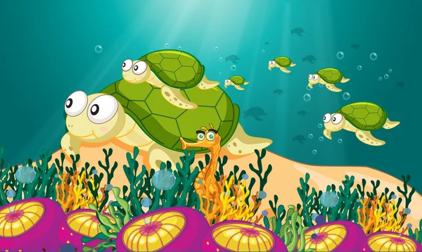 在水中的乌龟 — 图库矢量图片