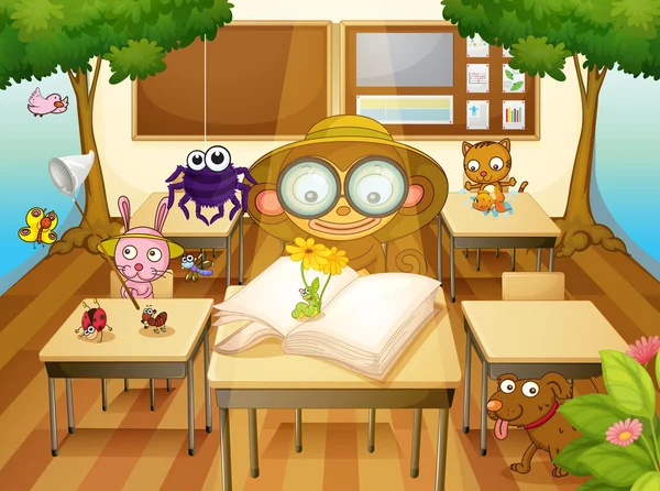 Tiere im Klassenzimmer — Stockvektor