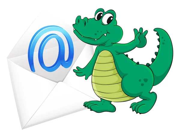 Um crocodilo com envelope de correio —  Vetores de Stock