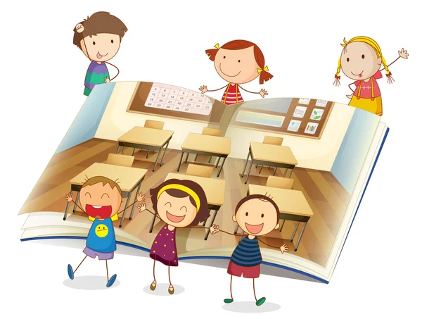 Kinder im Klassenzimmer — Stockvektor