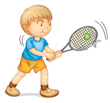 a boy playing tennis clipart