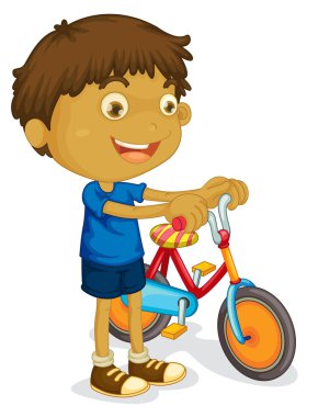 a boy playing bicycle clipart