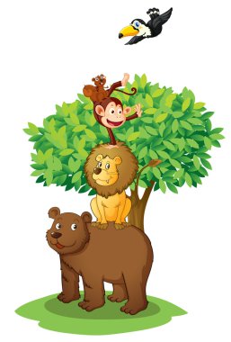 animals under tree clipart