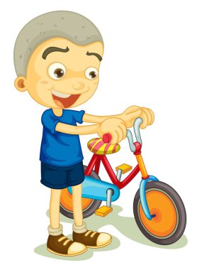 a boy playing bicycle clipart