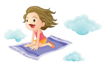 a girl flying on mat clipart