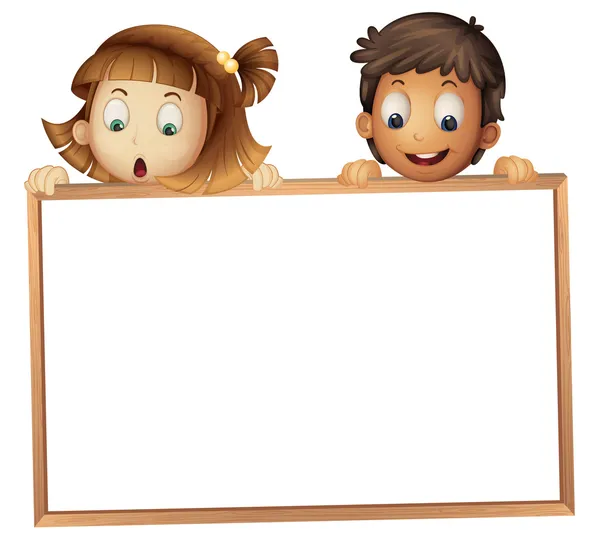 Kids showing board — Stock Vector