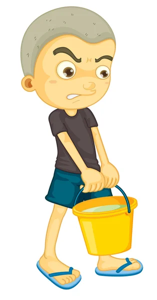 A boy carrying bucket — Stock Vector