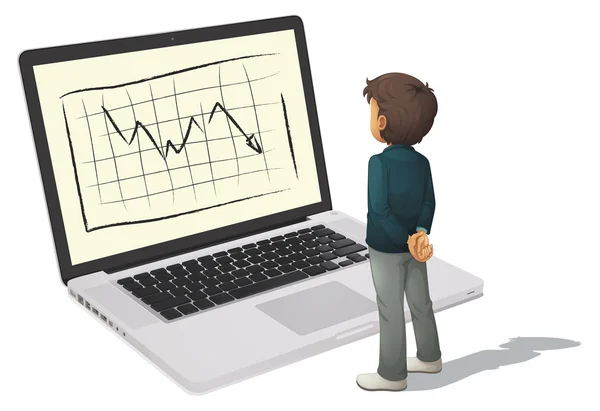 Férfi és laptop — Stock Vector