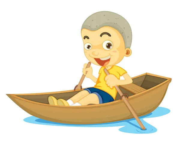 Un ragazzo in barca — Vettoriale Stock