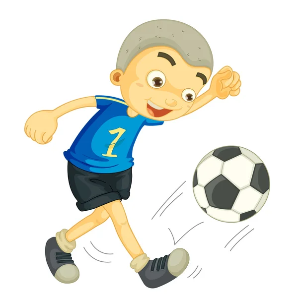 Um menino jogando futebol —  Vetores de Stock