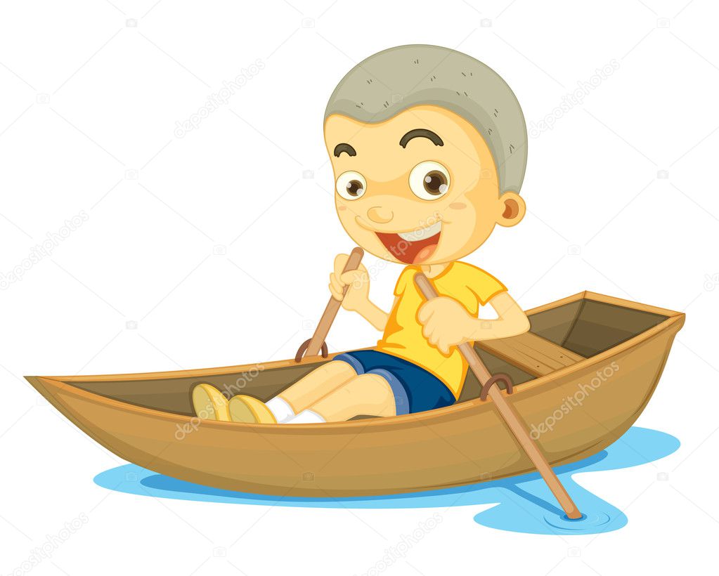 a boy in a boat