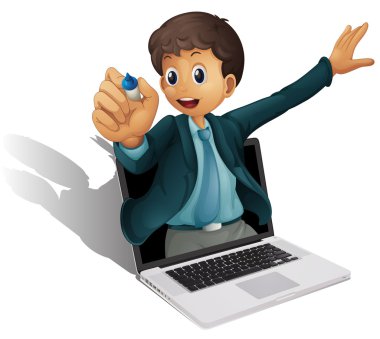 laptop and man clipart