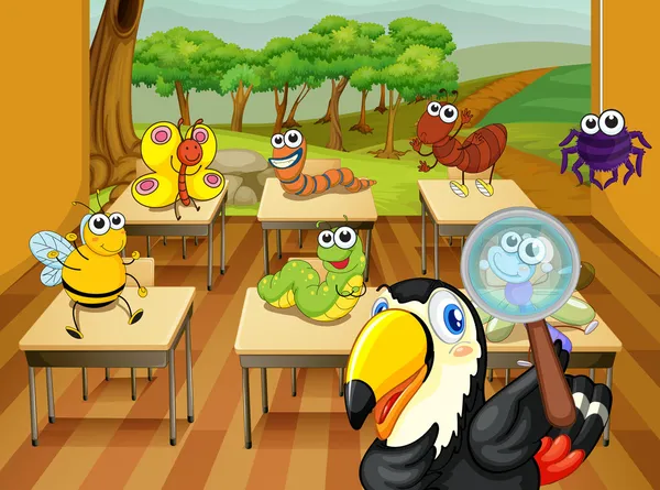 Animals in classroom — Stock Vector