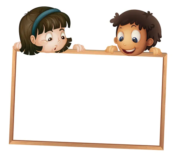Crianças mostrando placa — Vetor de Stock