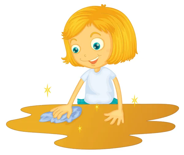 Une fille nettoyage sol — Image vectorielle