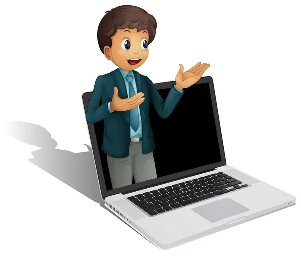 Laptop and man — Stock Vector